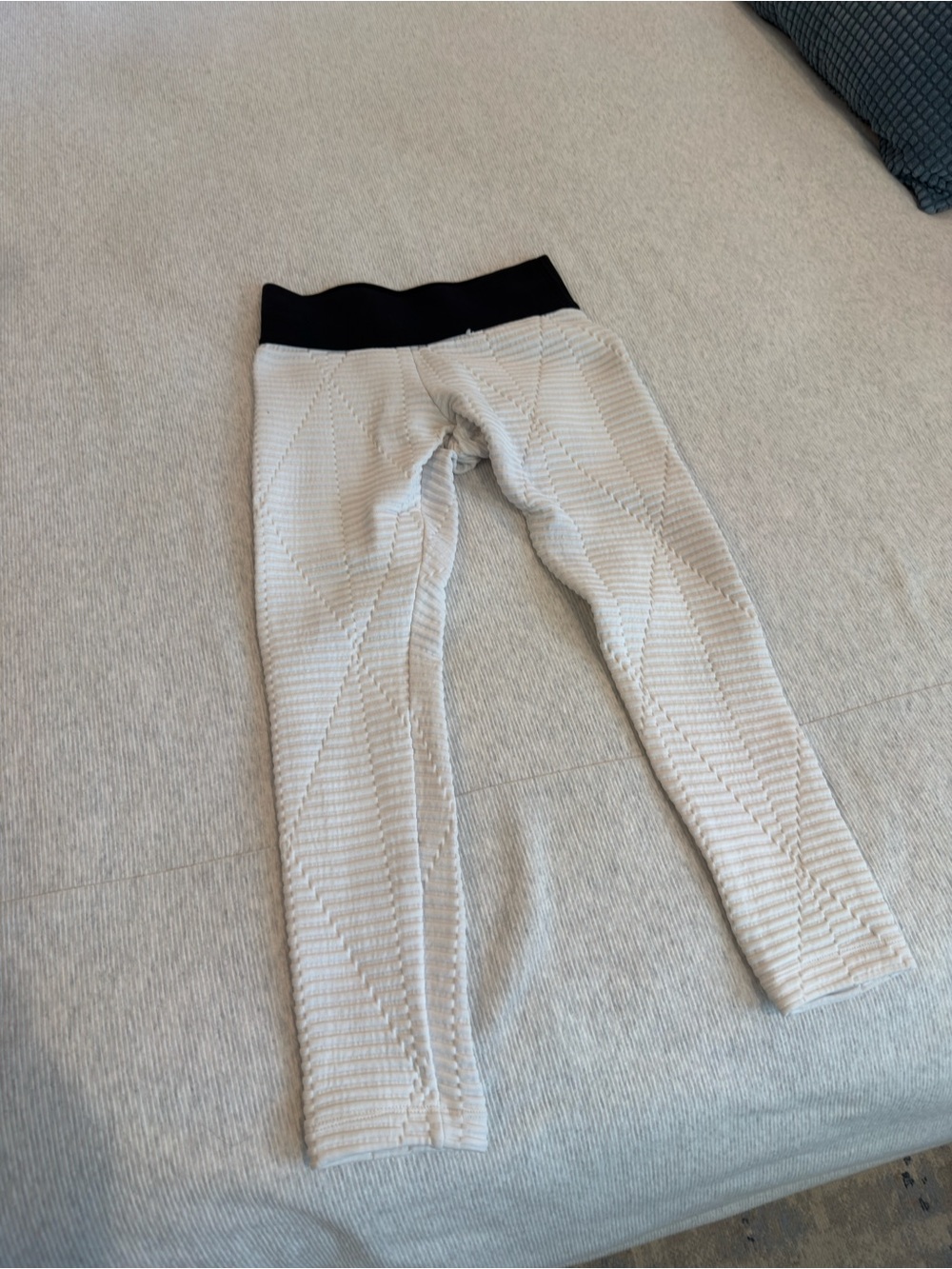 Koral Women’s Textured Leggings with Black Waistband - Cream